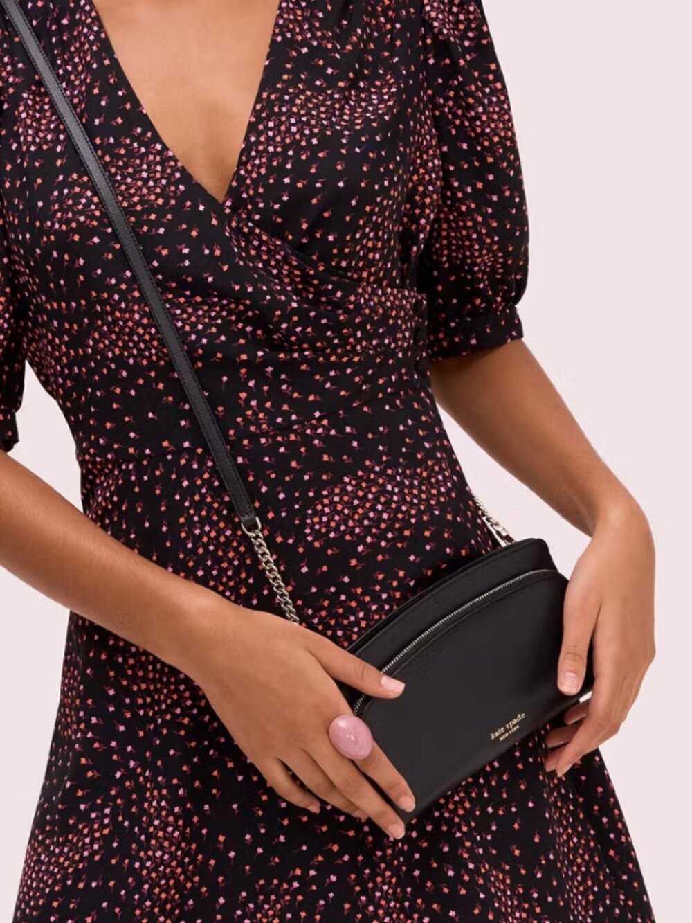 Kate Spade Spencer East West Phone Black Leather Crossbody Bag - Picture 3 of 15